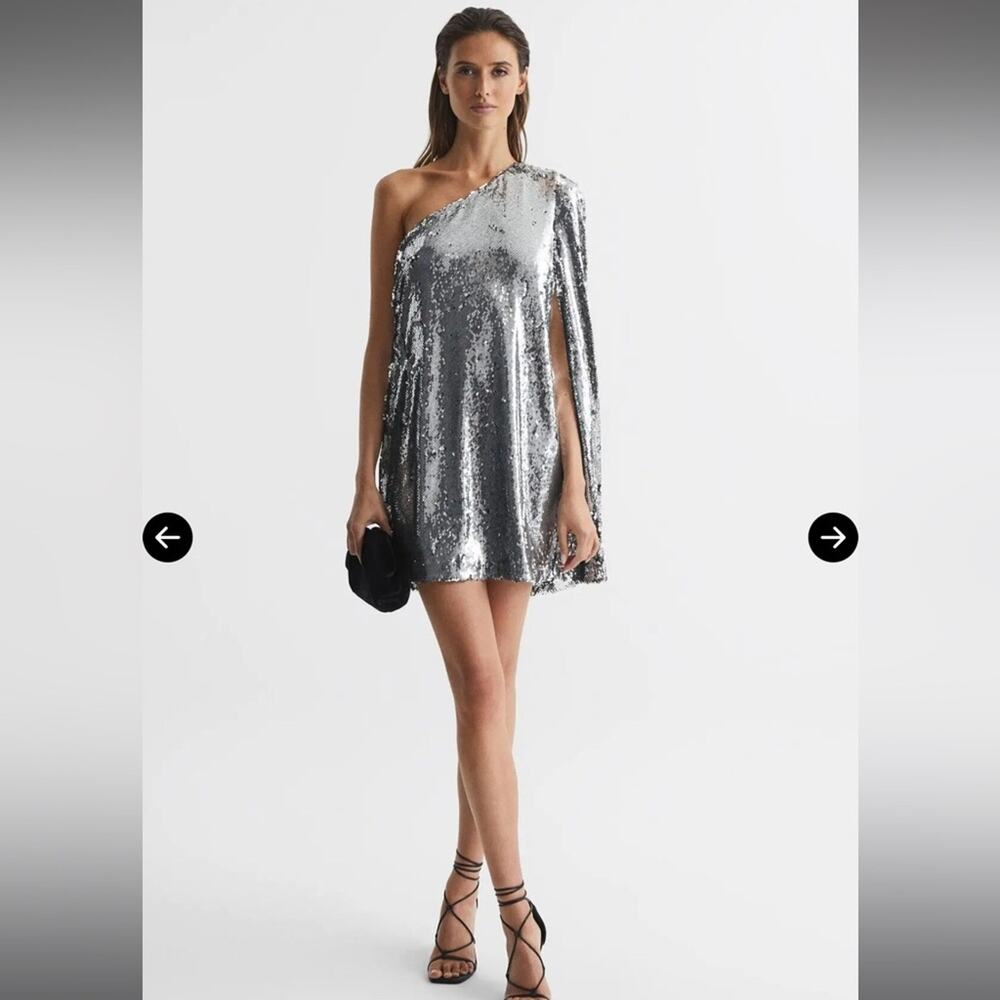 Reiss Metallic One-Shoulder Dress
